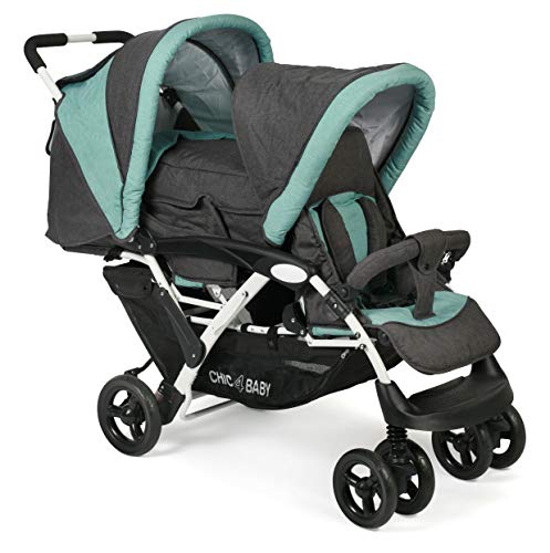 CHIC 4 BABY   Poussette double avec sac de transport et protection contre la pluie, poussette frère et sœur pour deux enfants, poussette jumelle, poussette tandem, poussette tandem, poussette tandem, :Bébé et Puériculture
