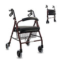 Mobiclinic, Déambulateur pour personnes âgées avec coussin viscoélastique, Marque européenne, Pliable, Aluminium, Panier, Modèle escorial plus, Léger, Siège, Bordeaux