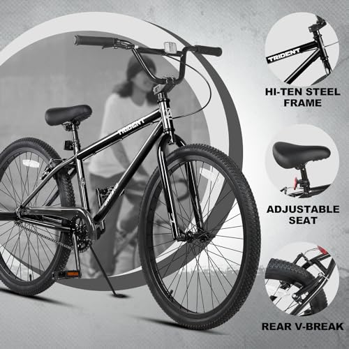 AVASTA Vélo BMX Freestyle de 24" pour débutants et confirmés avec 2 pegs Trick Cycling et Riding professionnel, noir :Sports et Loisirs