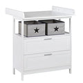 roba Commode à Langer Hamburg 2 Tiroirs   avec Plan Amovible   2 Boîtes de Rangement en Toile   Fixation Murale Incluse   Convertible en Commode de Salon / Blanc