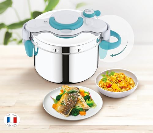 Seb ClipsoMinut' Easy  9 L, Poignées Rabattables, Cocotte minute Induction, Livre 100 Recettes, Autocuiseur Inox, Facile à utiliser, Fabriqué en France P4904916