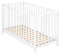 roba Lit Bébé Pliant en Hêtre "Fold Up" 60x120 cm   avec Roulettes à Freins   Blanc