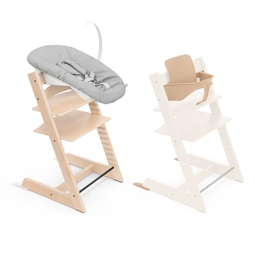 Chaise haute Stokke Tripp Trapp (Naturel) avec Newborn Set &amp; Baby Set 2 (Naturel)   Design sûr, ajustable et ergonomique :Bébé et Puériculture