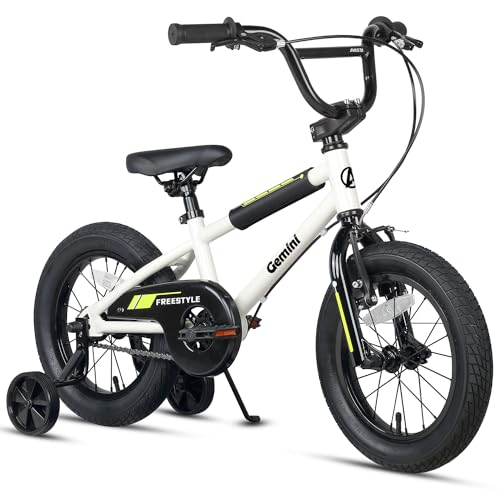 AVASTA 12 Pouces vélo Enfant Style BMX avec Roues de Support Frein à rétropédalage pour 1 2 3 4 Ans garçons Filles Bambins débutants Coureur, Blanc :Sports et Loisirs