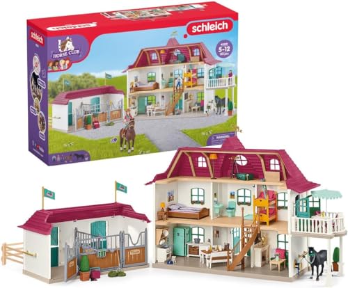 schleich 42551 HORSE CLUB   Grand Centre Équestre de Lakeside pour chevaux schleich, Coffret figurines schleich avec 192 éléments inclus dont 2 chevaux, Écurie schleich pour enfants de 5 ans et plus :Jeux et Jouets