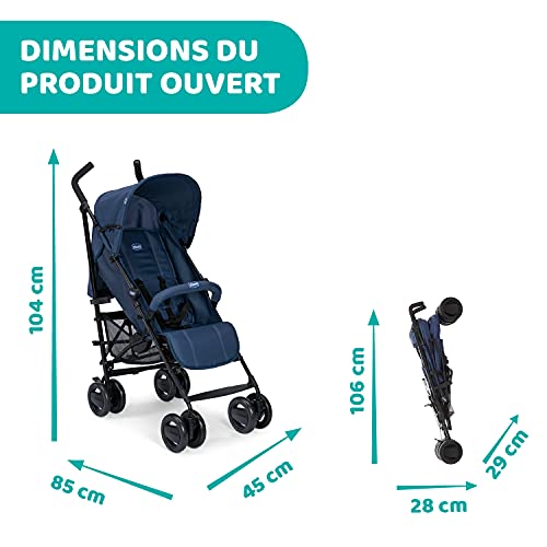 Chicco London Up Poussette Légère et Compacte, Dossier Inclinable avec Arceau de Protection, Pliage Parapluie   de la Naissance à 15 Kg   Bleue :Bébé et Puériculture