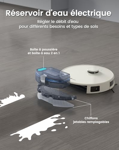 Lefant Robot Aspirateur Laveur Robot 2 en 1 4000Pa,Navigation LiDAR,Cartographie Multi étage,Zones Virtuelles, Connecté Alexa/APP/WiFi,Idéal pour Poils d'animaux Tapis Sols Durs,M1 Champagne :Cuisine et Maison