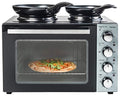 Bestron, Cuisinière Grill   Four avec Plaque de Cuisson Double, Chaleur Supérieure/Inférieure, Circulation d'Air Chaud, Jusqu'à 230°, 3200 Watt, Noir