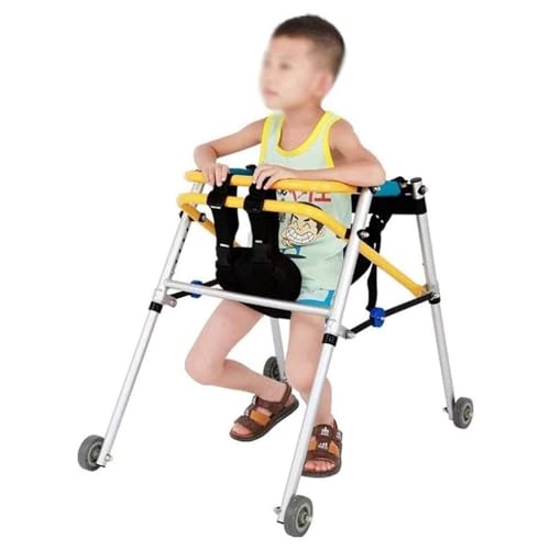 Marcheur De RééDucation pour Enfants, Marche pour Enfants en Alliage D'aluminium, Médical Pliable 4 Roues Aides à La Marche pour Enfants, Marche Droite (Color : Yellow, Size : S) :Hygiène et Santé