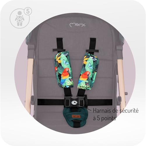 Poussette MoMi ESTELLE à partir de 6 mois (jusqu'à 15 kg), poussette pliante avec harnais de sécurité 5 points, panier de courses avec fonction de dépliage, poignée télescopique de traction :Bébé et Puériculture
