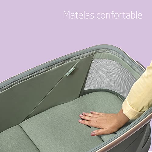Maxi Cosi Alba Berceau bébé 3 en 1, Lit bébé, Transat bébé inclinable et Chaise Haute bébé, Tissus 100% recyclés, Naissance à 3 Ans (15 kg), Compatible avec kit Repas Alba, Beyond Green :Bébé et Puériculture