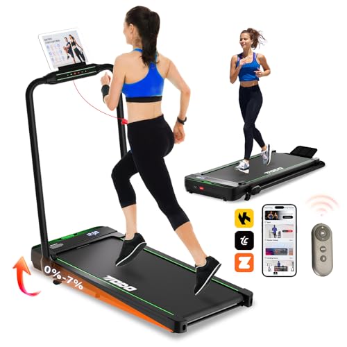 TODO Tapis de Marche Inclinable, 2 en 1 Tapis de Course Pliable, Walking Pad Électrique pour la Maison et Le Bureau, Télécommande et APP, avec Affichage LED, 2.5 HP Moteur Loisirs