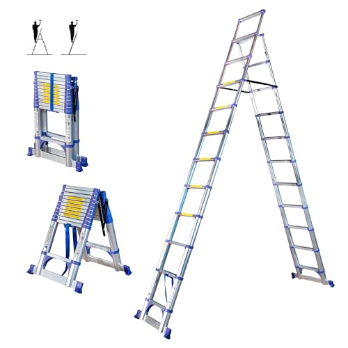 Escabeau 12 marches telescopique EXTENDACT12, Echelle telescopique 3.5m 3.2m, escabeau pliable, Stabilisateur, H max travail 5m, Garantie 5 ans