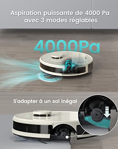 Lefant Robot Aspirateur Laveur Robot 2 en 1 4000Pa,Navigation LiDAR,Cartographie Multi étage,Zones Virtuelles, Connecté Alexa/APP/WiFi,Idéal pour Poils d'animaux Tapis Sols Durs,M1 Champagne :Cuisine et Maison
