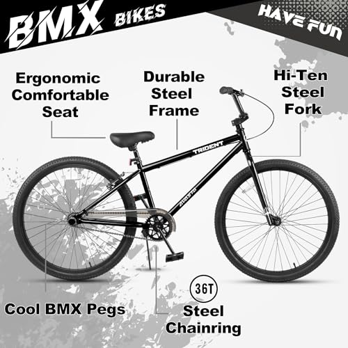 AVASTA Vélo BMX Freestyle de 24" pour débutants et confirmés avec 2 pegs Trick Cycling et Riding professionnel, noir :Sports et Loisirs