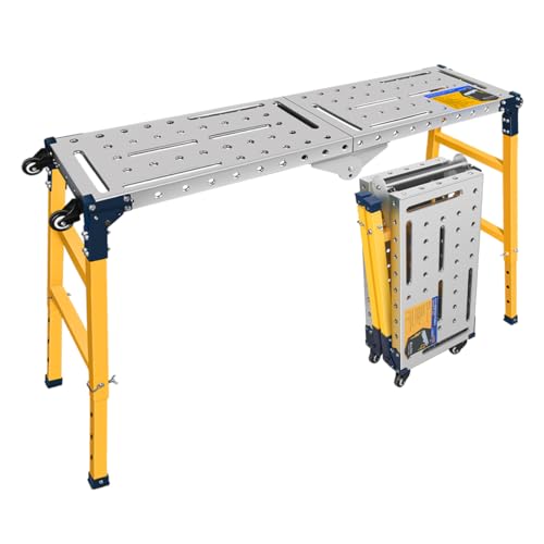 MOPEI Plateforme de Travail Portable Multifonctionnelle 2 en 1 | Table De Soudure Pliable Capacité de Charge de 500 kg | 36x140cm Plateau de Table Galvanisé