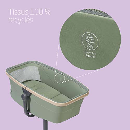 Maxi Cosi Alba Berceau bébé 3 en 1, Lit bébé, Transat bébé inclinable et Chaise Haute bébé, Tissus 100% recyclés, Naissance à 3 Ans (15 kg), Compatible avec kit Repas Alba, Beyond Green :Bébé et Puériculture