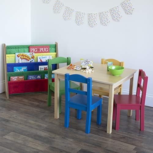 Humble Crew Ensembles de Tables et chaises pour Enfants, Dense, Bois Naturel/Couleurs primaires, Taille Unique :Cuisine et Maison