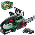 Bosch Home and Garden Tronçonneuse sans Fil   Universal Chain 18 (Livrée avec 1 Batterie 18v   2,5ah, Huile 80 Ml, Système 18v, Longueur de Guide: 20cm) Vert