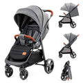 Kinderkraft GRANDE PLUS Poussette Canne dès la Naissance jusqu’à 22 kg, Pliage d'une seule main, Position allongée, Capote extensible, 4 Roues amorties, Gris :Bébé et Puériculture
