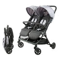 Bambisol Poussette Double Côte à Côte | Idéale pour Jumeaux dès Naissance avec Pliage Ultra Compact | Coloris Noir et Gris