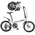 Vélo Pliant à Suspension Complète 6 Vitesses pour Homme, Femme, Fille, Garçon, Convient à Partir de 160 180 Cm Vélo City Cadre en Acier À Haute Teneur en Carbone,White,20inch :Sports et Loisirs