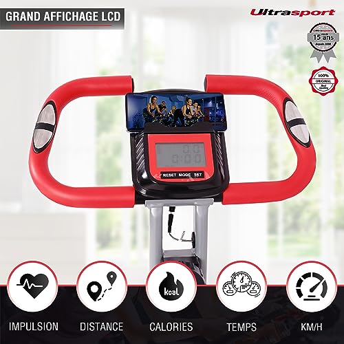 Ultrasport F Bike 350B, appareil de fitness à domicile pour l'endurance et les articulations, ergomètre/vélo d'appartement, home trainer pliable à huit niveaux de résistance Loisirs