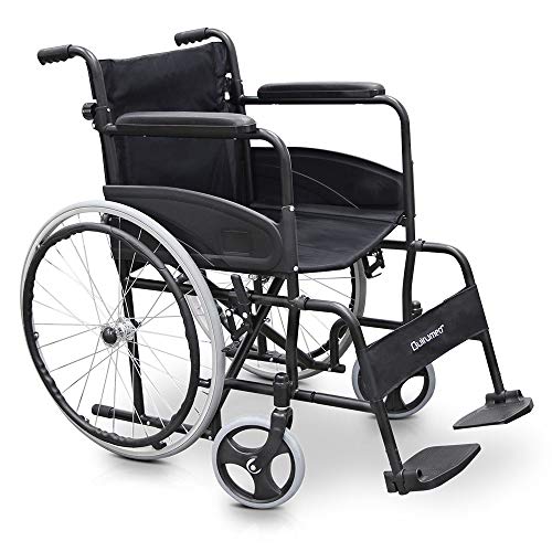 QUIRUMED Fauteuil roulant en acier, modèle EASY COMPACT, Pliable, Siège 46 cm, Léger, Poche porte documents, Pour personnes âgées, Pour handicapés, jusqu'à 110 kg