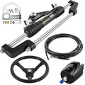 VEVOR Kit de Direction Hydraulique pour Bateau 300 HP, Cylindre de Direction Hors Bord, Pompe à Barre avec Volant et Tuyau de Direction Hydraulique de 6,7 m, pour Système de Direction des Bateaux Loisirs