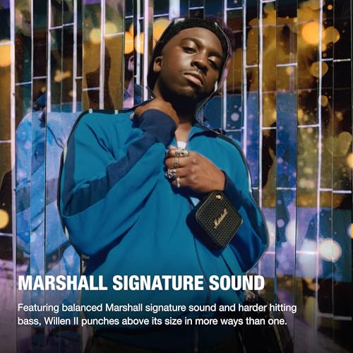 Marshall Willen II Haut parleurs Bluetooth sans Fil 17 Heures de Lecture IP67 étanche Charge Rapide   Noir et Laiton :High Tech