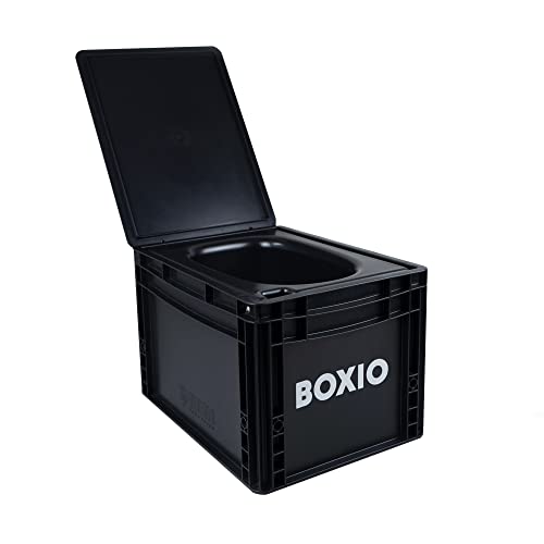 BOXIO Toilette Sèche Portable Séparateur d’Urine   WC Portable pour Voyages, Bateaux, Déplacements, Jardin, Camping Car | Toilette Sèche Camping Compact : 40 x 30 x 28 cm, Noir Loisirs