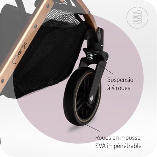 Poussette MoMi ESTELLE à partir de 6 mois (jusqu'à 15 kg), poussette pliante avec harnais de sécurité 5 points, panier de courses avec fonction de dépliage, poignée télescopique de traction :Bébé et Puériculture