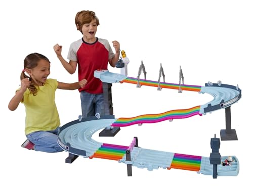 Hot Wheels Mario Kart Route Arc en Ciel Pistes de Course de 2,40m, 2 Mini véhicules échelle 1:64 Inclus, Sons et lumières, Jouet pour Enfant, GXX41 :Jeux et Jouets