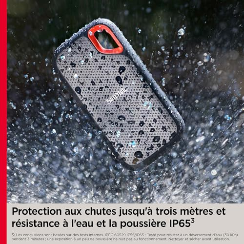 SanDisk Extreme Portable SSD   2TB Black Portable SSD 1000 Mo/s :Informatique