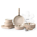 SENSARTE 17 Pièces Lot Poele et Casserole Induction, Revêtement Céramique Antiadhésif, Batterie de Cuisine avec Couvercle, Poignées Amovibles，Empilable, Compatible Lave vaisselle, Sans PFOA et PFAS