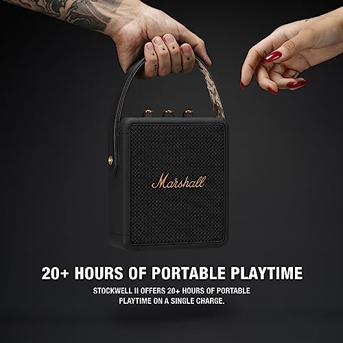 Marshall Stockwell II Enceinte Bluetooth Portatif   Noir et Laiton[Exclusif Amazon] :High Tech