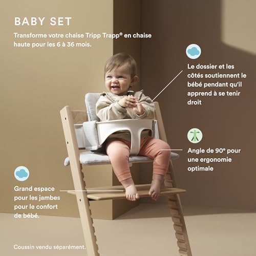 Chaise haute Stokke Tripp Trapp (Naturel) avec Newborn Set &amp; Baby Set 2 (Naturel)   Design sûr, ajustable et ergonomique :Bébé et Puériculture