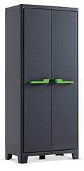 KETER Armoire Haute Moby   Armoire de Rangement en Résine   Étagères Modulables, Pieds Surélevés   Cuisine, Garage, Atelier, Placard   80 x 44 x 182 cm   Anthracite