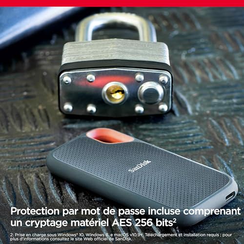 SanDisk Extreme Portable SSD   2TB Black Portable SSD 1000 Mo/s :Informatique