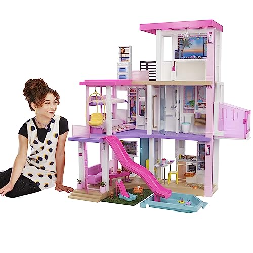 Barbie Maison de Rêve pour Poupées avec 3 Niveaux, avec Lumières Et Sons, Plus De 75 Accessoires Inclus, 109 cm De Haut, Jouet pour Enfant de 3 Ans et Plus, GRG93 :Jeux vidéo