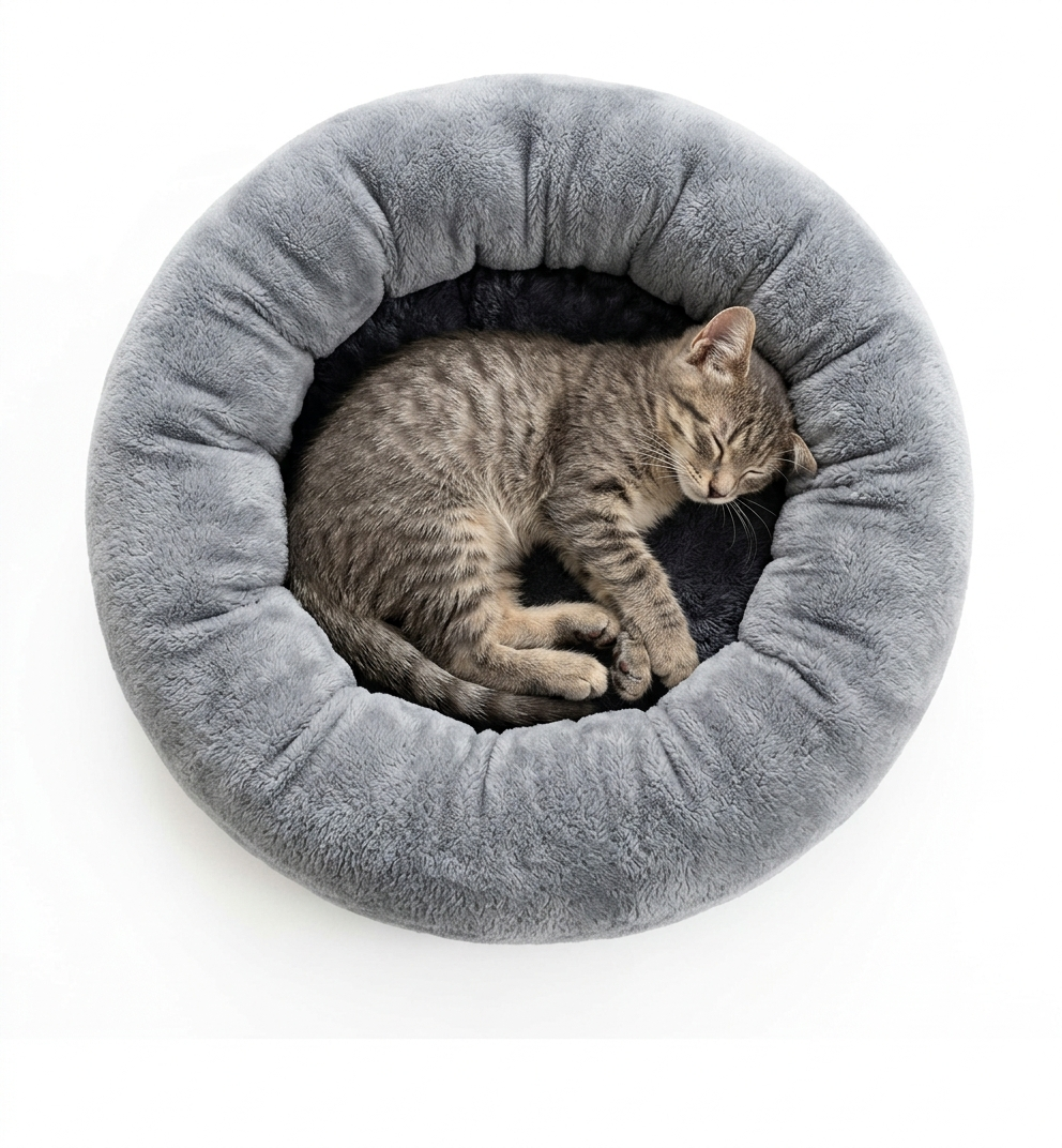 Johnstonem Coussin Donut Apaisant pour Petit Chat (Max 3 kg) | Panier Rond Douillet